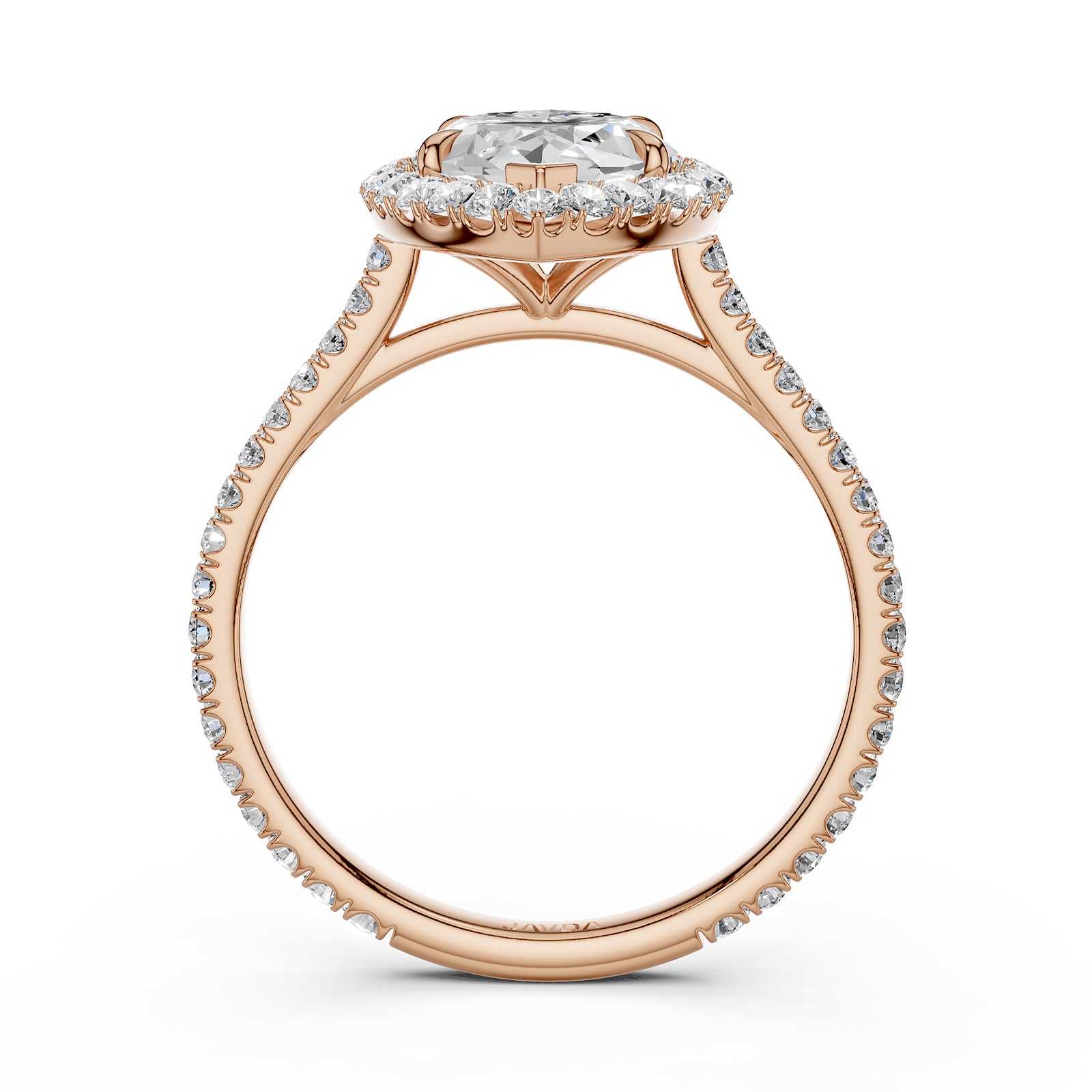 French U Pave Halo 2.54 Ctw. Round IGI Certified Diamond Engagement Ring